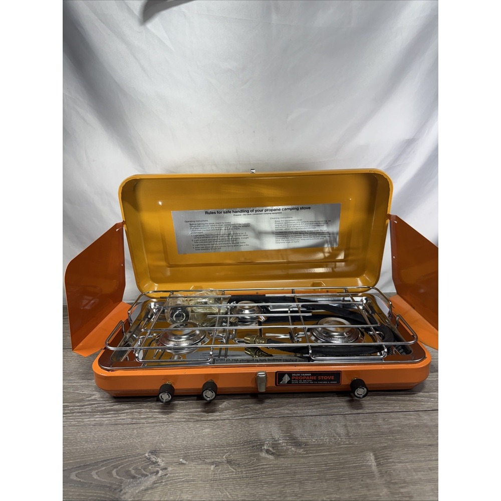 Sears Brand 2 Burner Propane Camping Stove Orange 1970's 920.72761